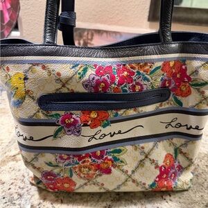 Brighton Multicolor Floral Tote with Black Trim